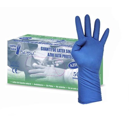 GUANTES LATEX AZUL A/PROT.T8-9 SIN POLVO CAJA 50