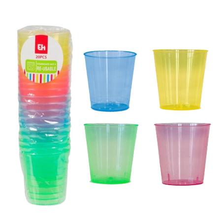 VASOS CHUPITO PP 3 CL COLORES LOTE 20