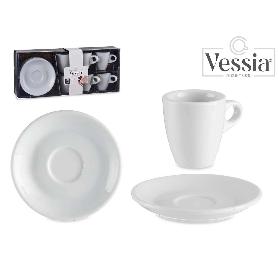 TAZAS MUG PORCELANA + PLATO 90 ML CAJA 6