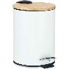 CUBO PEDAL INOXIDABLE BLANCO TAPA BAMBU 3 L