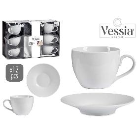 TAZAS PORCELANA + PLATO 420 ML  CAJA 6