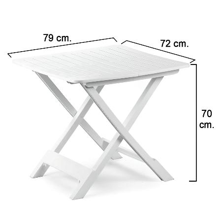 MESA RESINA PLEGABLE BLANCA 79X72X70 CM.