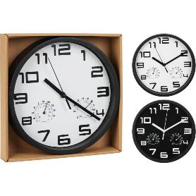 RELOJ TERMOMETRO HUMEDAD NEGRO 25 CM SURTIDO