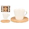 TAZAS PORCELANA 9 CL PLATOS BAMBU CAFE  SET 6