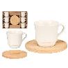 TAZAS PORCELANA 90 ML APILABLE PLATOS BAMBU CAFE  SET 6