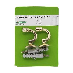 ALZAPAÑOS GANCHO ORO CORTINA BL-2 BLISTER 2