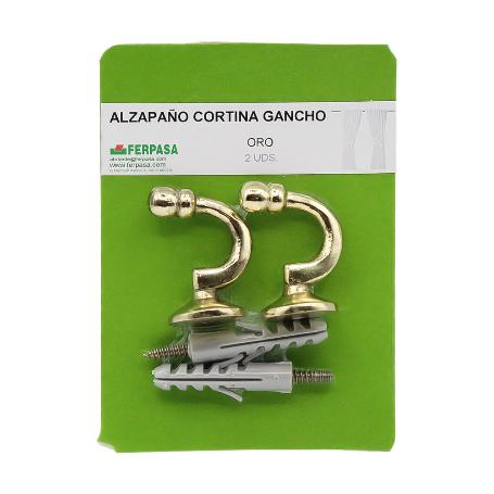 ALZAPAÑOS GANCHO ORO CORTINA BL-2 BLISTER 2