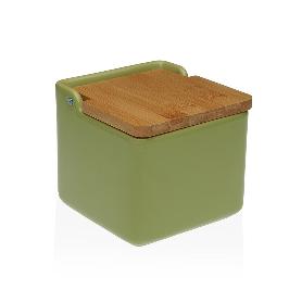 SALERO TAPA BAMBU 12,2X12,2X12,2 CM VERDE OLIVA