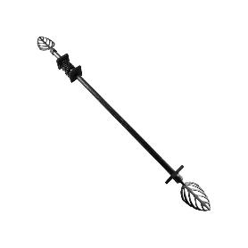 BARRA CORTINA METAL PLATA-NEGRO 120-210 CM