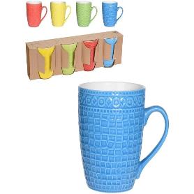 TAZAS MUG TEXTURAS 380ML 4 PIEZAS LOTE 4