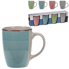 TAZAS MUG LOZA 24 CL COLORES LOTE 4