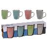 TAZAS MUG LOZA 24 CL COLORES LOTE 4