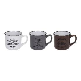 TAZAS MUGS COFFEE TIME 180 ML  SET 3