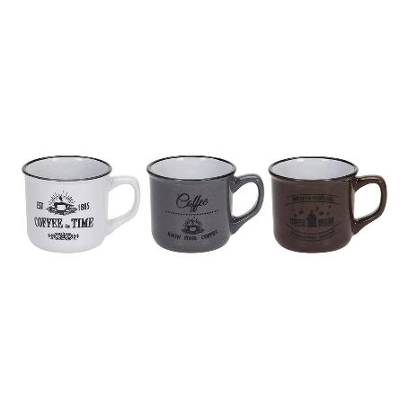 TAZAS MUGS COFFEE TIME 180 ML  SET 3