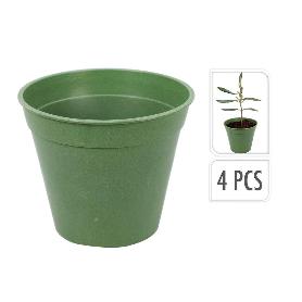 MACETAS CULTIVO FIBRA BAMBU 9,5X8 CM SET 4