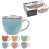 TAZAS CAFE LOZA COLORES 9 CL ESTUCHE 6
