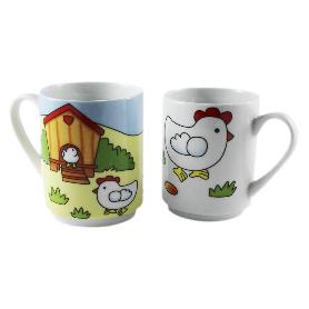 TAZAS MUGS POLLITO 9502 2 PIEZAS JUEGO