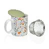 TAZA MUG PORCELANA + TAPA + FILTRO FLOWERS