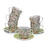 TAZAS CAFE + PLATO FLOWERS JUEGO 6