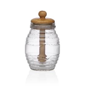 MIELERA VIDRIO DISPENSADOR BAMBU