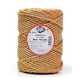 CUERDA RAFIA 3 CABOS N5 GORDA BEIG BOBINA 750GR