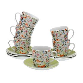 TAZAS TE + PLATO FLOWERS JUEGO 6