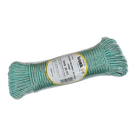 CUERDA TRENZADA POLIPROPILENO VERDE ROLLO 25M