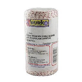 CUERDA LINEA NYLON BLANCO/ROJO ROLLO 100M