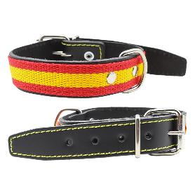 COLLAR CUERO BANDERA ESPAÑA 55 CM