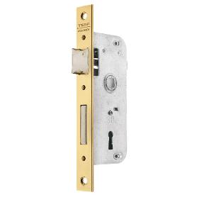 CERRADURA DE EMBUTIR MADERA 2002 PARA PUERTAS DE ENTRADA CON LLAVE DE GORJA, ENTRADA DE 30MM, ACABADO HIERRO LATONA