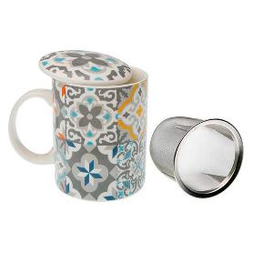 TAZA MUG PORCELANA + TAPA + FILTRO ALFAMA