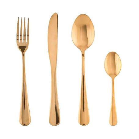 CUBERTERIA ACERO INOXIDABLE DORADA 16 PIEZAS