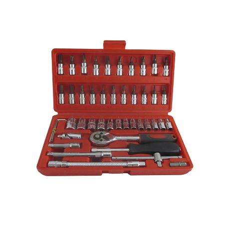 LLAVES VASO 46 PZAS 1/4 + PUNTAS ATORNILLAR