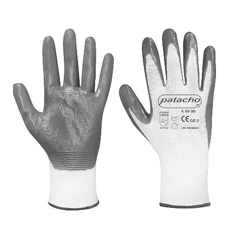 GUANTE NYLON BLANCO NITRILO GRIS T-10